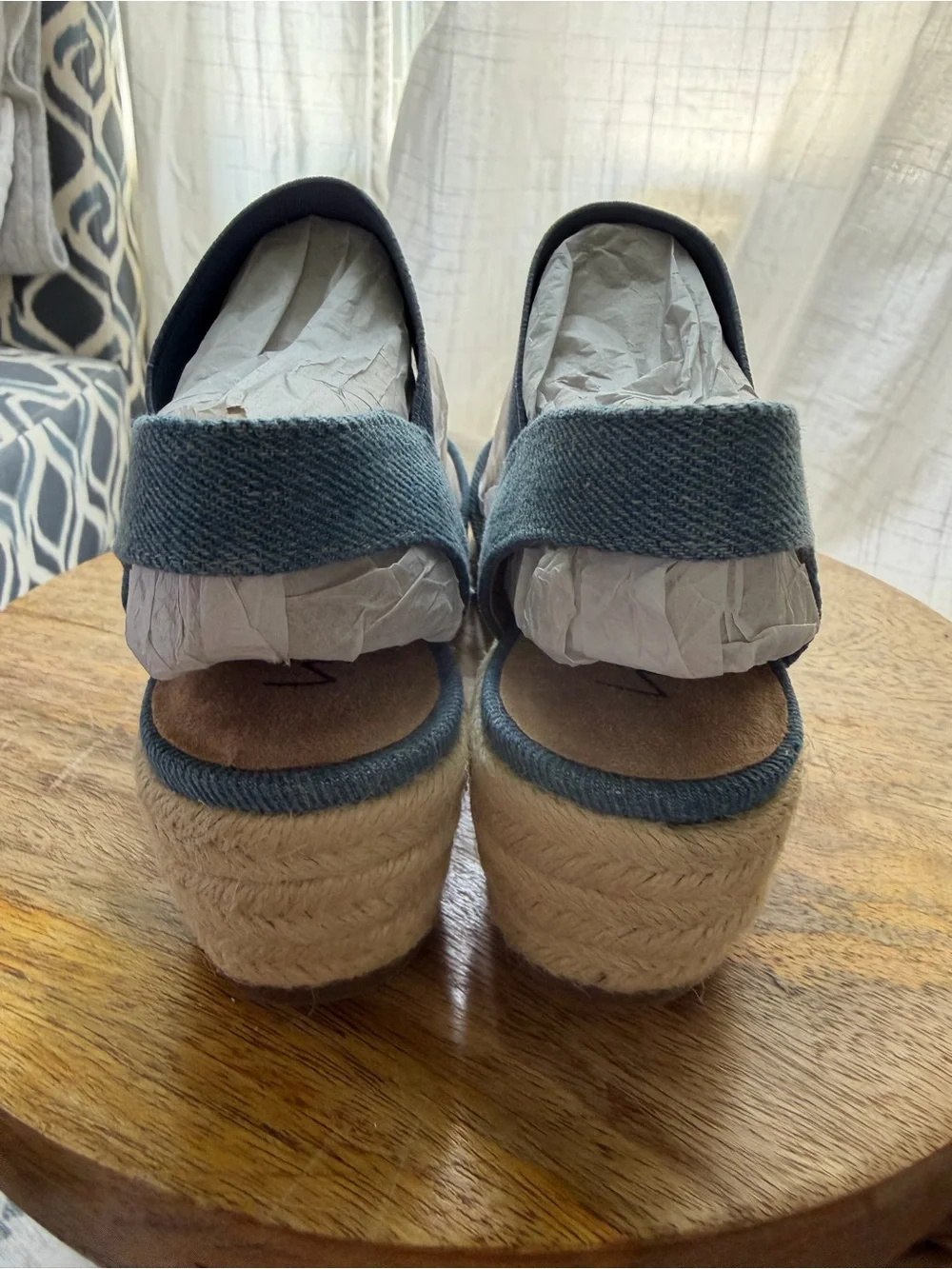 LifeStride Kimmie Denim Espadrille Wedge Sandals Sz 7
